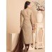 CTL-58 BEIGE V Neckline Asymetrical Cut Party Wear Ready Made Dress